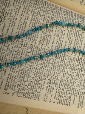 Nordstrom Turquoise Beaded Long Necklace with Silver Spacers